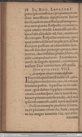 Disquisitio VIII. An tempus ab aeternitate differat