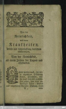 Von der Reinlichkeit, als einem Zeichen der Tugend und Ehrbarkeit