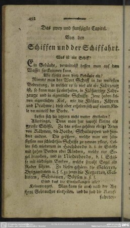 Das zwey und funfzigste Capitel. Von den Schiffen und der Schiffahrt