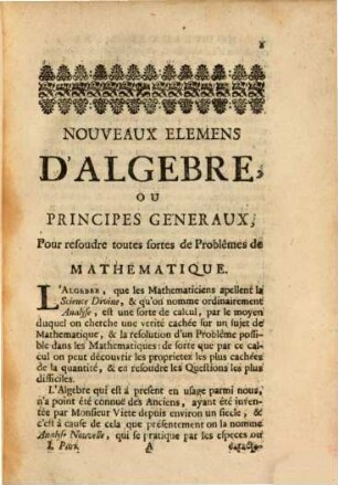 Nouveaux Elemens d'Algebre