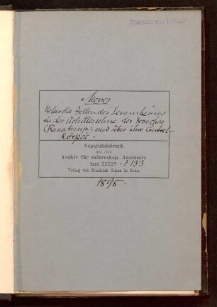 Ueber die Zellen des Sesambeins in der Achillessehne des Frosches (Rana temporaria) und über Centralkörper : (aus dem anatomischen Institut in Kiel)