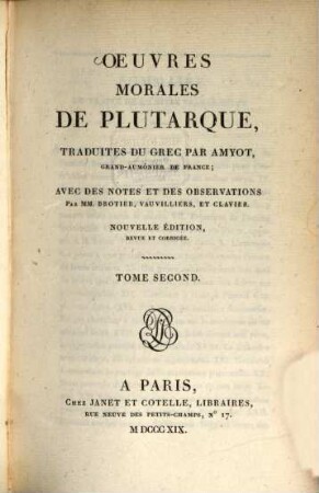 Oeuvres morales de Plutarque, 2