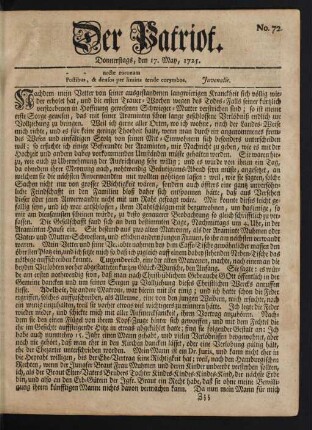 No. 72. Donnerstags, den 17. May, 1725