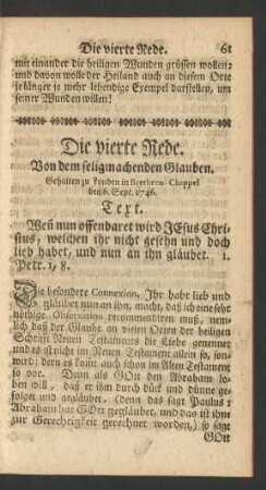 Die vierte Rede. Von dem seligmachenden Glauben