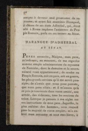 Harangue D'Adherbal Au Sénat.