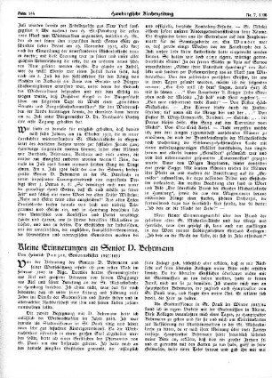 Kleine Erinnerung an Senior D. Behrmann