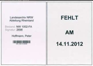 Entnazifizierung Peter Hoffmann, geb. 08.10.1912 (Milchhaendler)