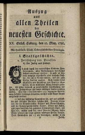 XX. Stück. Coburg, den 12. May, 1756.