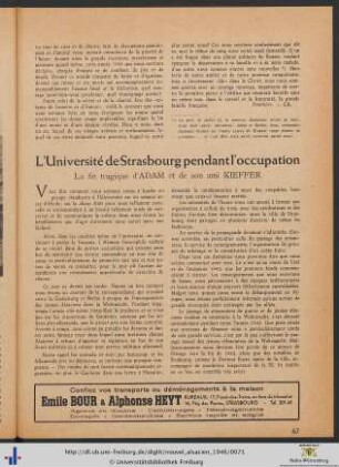 L’Université de Strasbourg pendant l’occupation.