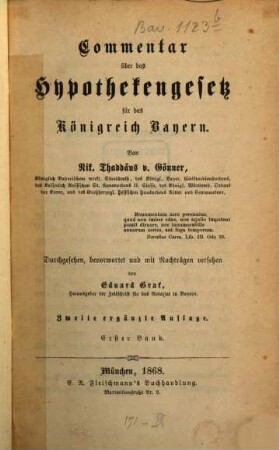 Commentar über das Hypothekengesetz für das Königreich Bayern. 1