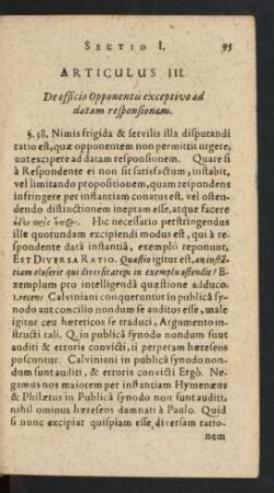 Articulus III. De officio Opponentis exceptivo ad datam responsionem.