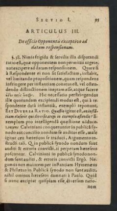 Articulus III. De officio Opponentis exceptivo ad datam responsionem.