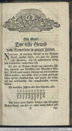 Der erste Grund vom Numeriren in ganzen Zahlen