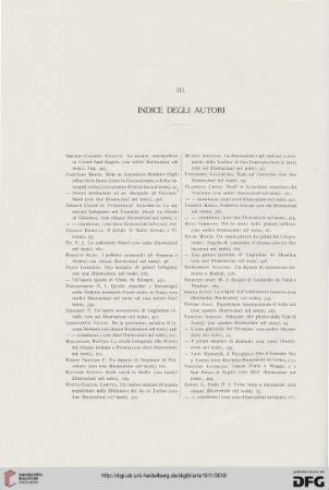 III. Indice degli autori