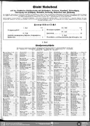 Stadt Radebeul mit den Stadtteilen Kötzschenbroda mit Fürstenhain, Lindenau, Naundorf, Niederlößnitz, Oberlößnitz mit Hoflößnitz, Radebeul, Serkowitz, Wahnsdorf und Zitzschewig