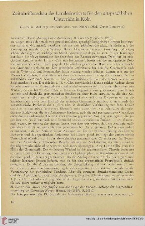 Zeitschriftenschau des Landesinstituts für den altsprachlichen Unterricht in Köln