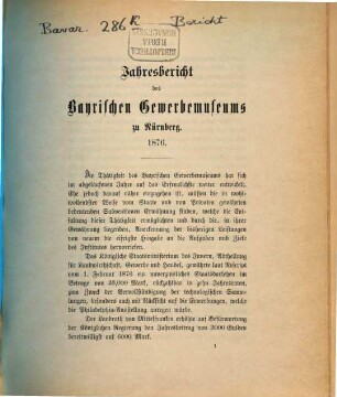 Jahresbericht des Bayerischen Gewerbemuseums zu Nürnberg, 1876