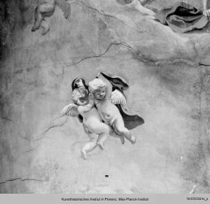 Galerie mit Architekturmalerei : Freskendekoration mit Architekturmalerei und allegorischen Figuren
