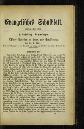 Offenes Schreiben an Lehrer und Schulfreunde