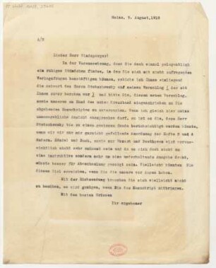 Brief an Lothar Windsperger : 09.08.1918