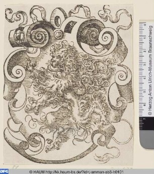 Wappen mit aufgerichtetem Löwen