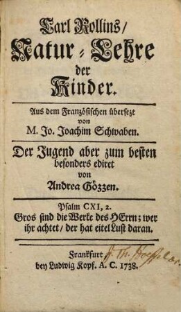 Carl Rollins/ Natur-Lehre der Kinder