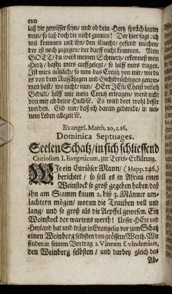 Evangel. Matth. 20, 1. 16. Dominica Septuages.
