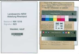 Entnazifizierung Adolf Weisfeld , geb. 16.04.1897 (Arbeiter)