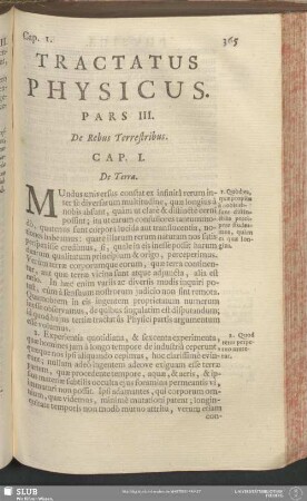 Pars III. De Rebus Terrestribus