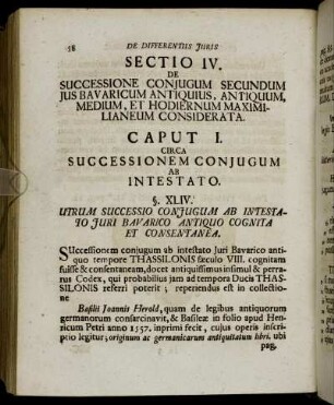 Sectio IV. De Successione Conjugum Secundum Jus Bavaricum Antiquius, Antiquum, Medium, Et Hodiernum Maximilianeum Considerata.