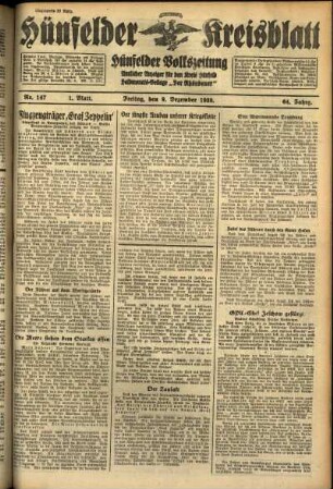 Erste Ausgabe vom Freitag, den 09. Dezember 1938.