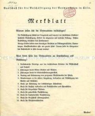 Merkblatt für Kriegsverwundete