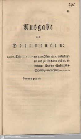 Ausgabe an Documenten