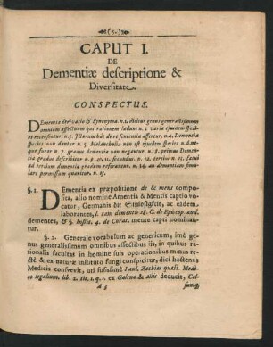 Caput I. De Dementiae descriptione & Diversitate.