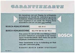 Bosch Garantiekarte (Garantieschein)