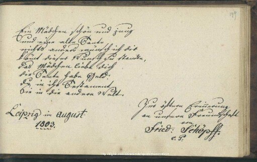 Eintrag des Friedrich Schöpff Leipzig, 1803