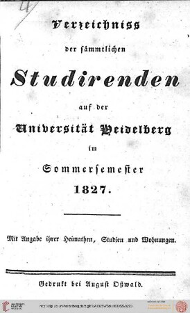 Sommersemester 1827