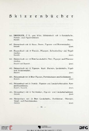 Skizzenbücher (Nr. 646-687)