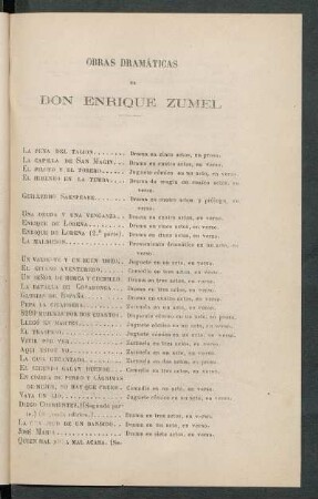 Obras dramáticas de Don Enrique Zumel