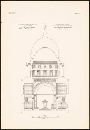 Sankt Nikolaikirche, Potsdam: Querschnitt (aus: Baukunst d. Barock u. Klassizismus in Deutschland, hrsg. v. Zeichenaussch. d. Stud. d. TH Berlin, 1875)