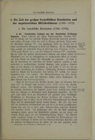 I. Die Zeit der großen französischen Revolution und der napoleonischen Militärdiktatur (1789-1815)