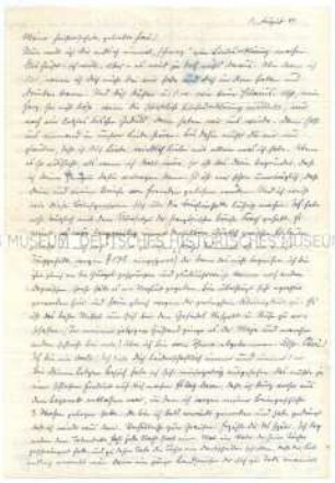 Handschriftlicher Brief von Karl von Appen aus dem Zuchthaus Rodgau an seine Frau