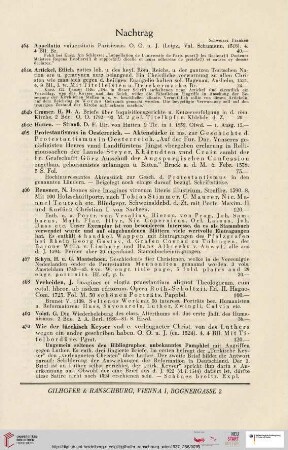 Nachtrag (Nr. 464-470)