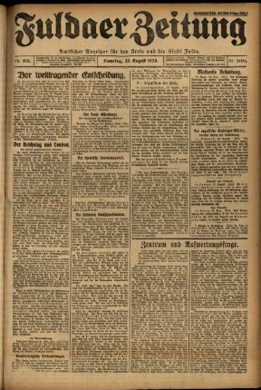 Erste Ausgabe vom Samstag, den 23. August 1924.