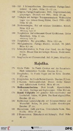 Majolika (Nr. 174-182)
