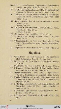 Majolika (Nr. 174-182)