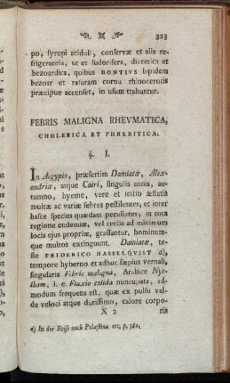 Febris Maligna Rheumatica, Cholerica Et Phrenitica.
