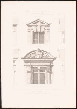 Place Royale, Paris: Ansicht Detail, Fassadenschnitte vertikal (aus: Motifs historiques d´architecture et de sculpture d´ornement, hrsg.v. César Daly, Bd.1, 1870)