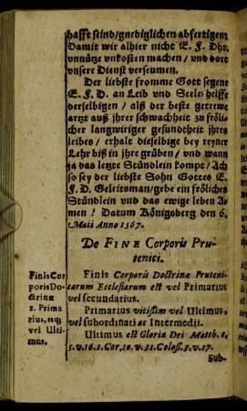 De Fine Corporis Prutenici.