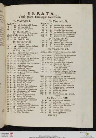 Errata Tomi quarti Theologiae Universalis